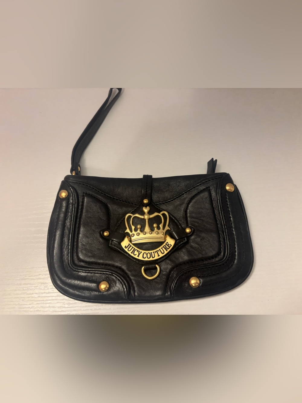JUICY COUTURE VINTAGE Y2K Black Wristlet with Gold Accent